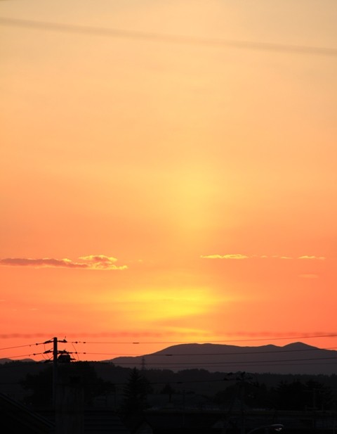 日勝峠の雲海と今日の夕焼け