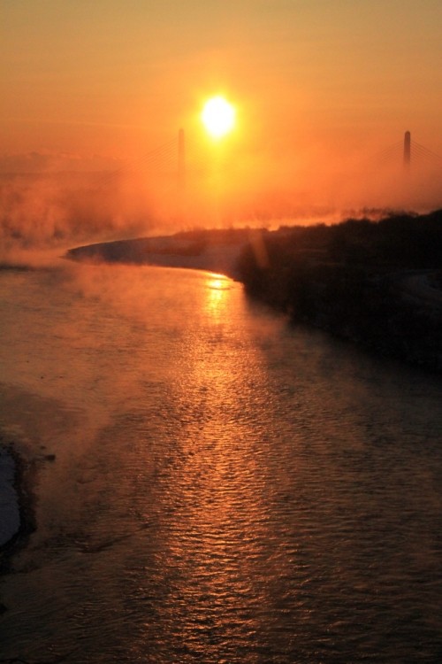 氷点下１４度の鈴蘭大橋から見た光景