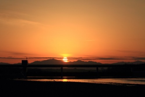 千代田堰堤の夕景