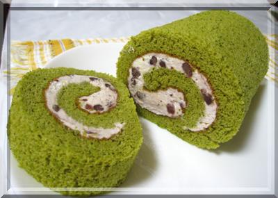 あずきと抹茶のロールケーキ