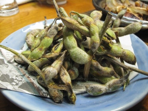 焼き枝豆食べに、慎之介へ