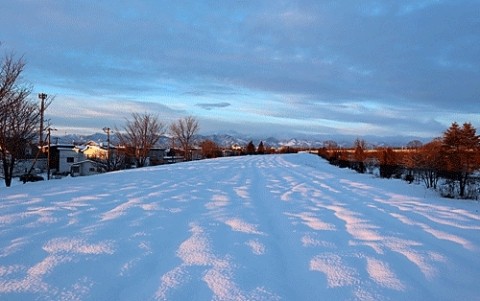 遊歩道は硬雪になっていました