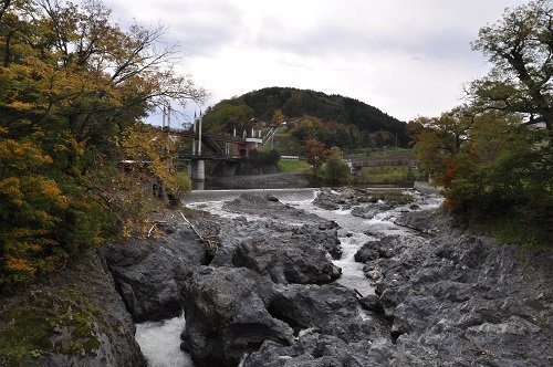 ９月２９日　滝上町　錦仙峡　芝ざくら滝上発電所の文字表示