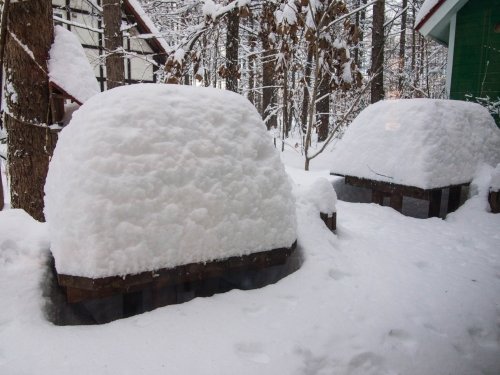 朝起きると・・１メートル近い積雪、何とか除雪終了！