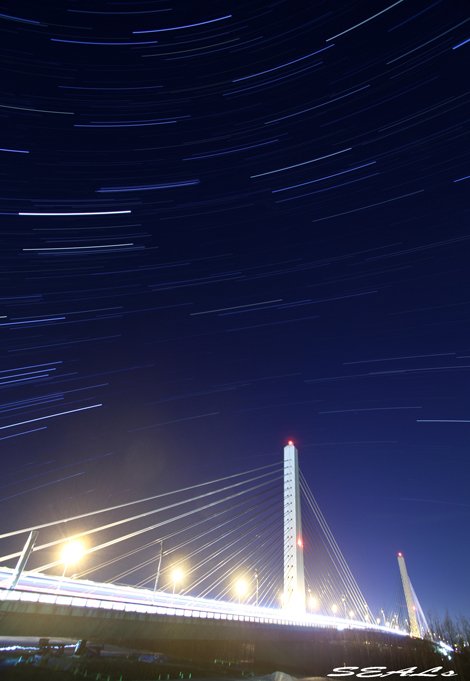 今夜の星空綴り 十勝大橋 12/11