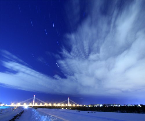 今夜の星空綴り 十勝大橋 12/18