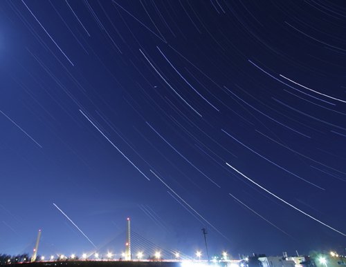 今夜の星空つづり 十勝大橋とISSと・・・