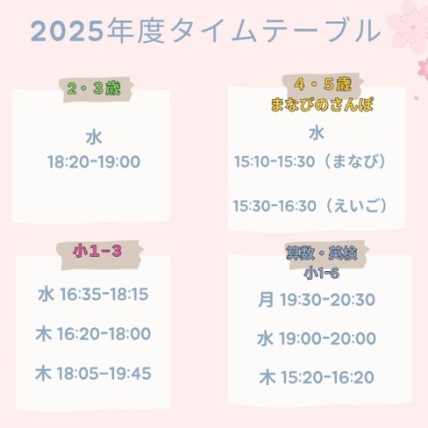 2025年度タイムテーブル