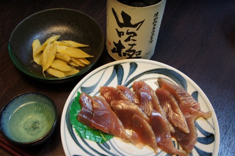 ウドの酢味噌和え&とろカツオを山吹極で～♪