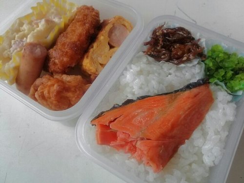 男の手弁当。