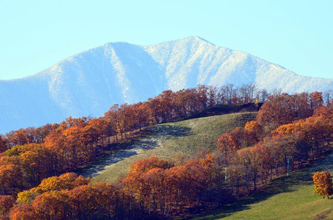 雪山と紅葉のコントラスト　いいね!　①