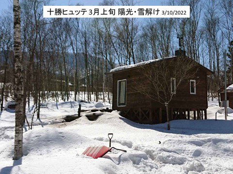 十勝ヒュッテ 3月上旬 陽光・雪解け