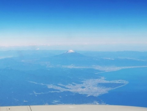 北京からの帰国で富士山